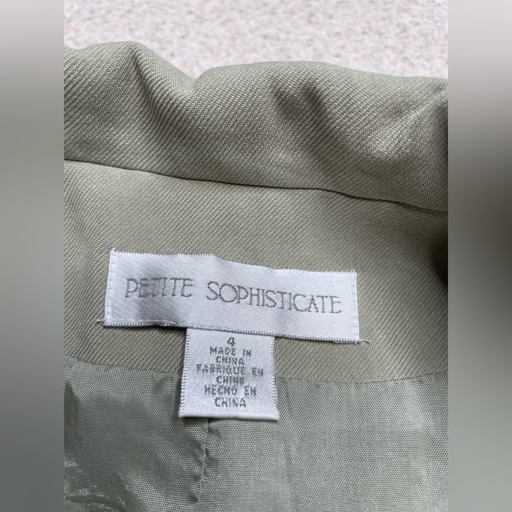 4 Piece Silk Suits Jacket, Dress, Beaded Shell, Pants Sage Green Sz 4,8,6,and 10 - Picture 13 of 14